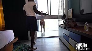 big titty petite girl blowing on huge black dick