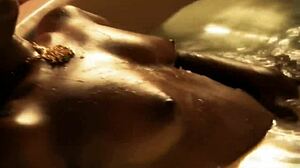 Bathing intensely with bollywood beauty in nude striptease