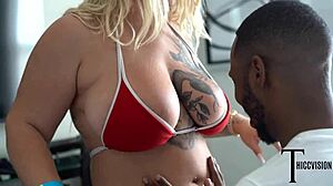 Tatted Blonde Savvy G Endures Intense BBC Railing
