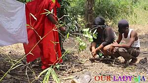 African Traditional Methods Of Getting Pregnant By At All Cost Leads To Chief Priest Fucking Someone's Wife In His Presence Outdoor Threesome