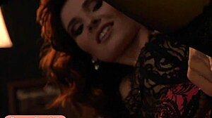 jeny smith in red corset and stockings photo shoot