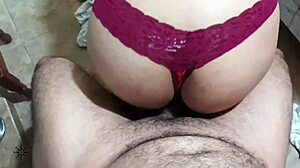 Latina stepsister gets fucked in kitchen with dildo