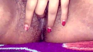 Indian Girl Masturbates Hairy Pussy Close-Up