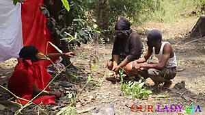 African Traditional Methods Of Getting Pregnant By At All Cost Leads To Chief Priest Fucking Someone's Wife In His Presence Outdoor Threesome