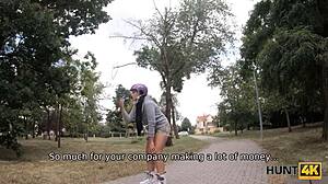 naughty teen cheats on cuckold boyfriend with rich stranger for cash