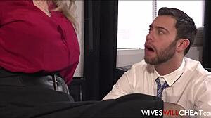 old cheating cougar fucks employee to save his job