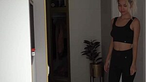 Beautiful asian woman jumps on a big dick