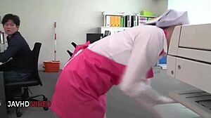 Asian office lady chihiro akino delivers hardcore blowjob for creampie ending 😏