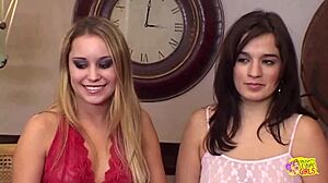 Cute Chubby Brunette's First Lesbian Fuck With Kinky Blonde!