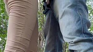 Young Brunette Latina Neighbor Fucked Outdoors in Forest During Weekend Workout