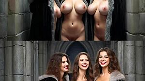 Arcadia academy music video sfw and nsfw side-by-side