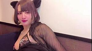 Sexy Crossdressing Cat Girl Masturbates on Stream.