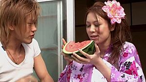 Sweet Japanese Geisha's First JAV Movie Debut