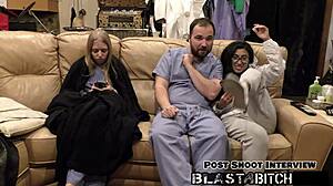 Jasmine rose's thigh gets blasted with cum in pov version. Intense backstage domination leaves her moaning.