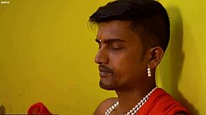 Young raja babu enjoys his beautiful maid in the chamber