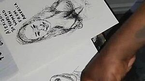 Covering women's tits with cum in a quick sketch