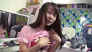 I watch the petite japanese teen cum multiple times with her vibrator on our first date