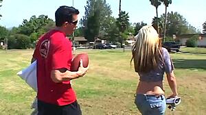 Sophia Gives Blowjob, Gets Facial, Then Rides Monster Cock in Outdoor Anal Fucking