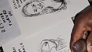 Covering women's tits with cum in a quick sketch