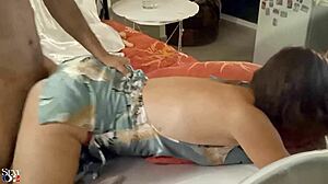 2201 - french amateur green satin nightie pink satin panties doggy style pov ass licking rimjob rimming