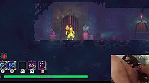 Chubby ebony gamer girl gets fucked with dildo while playing video game - dead cells