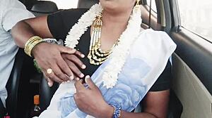 Indian bhabi enjoys a romantic car ride with Telugu conversations.