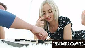 innocent fun turns into petite teen bambi dee taking big dick in her ass, licking and muff diving