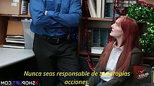 i caught this redhead thief and fucked her so hard, but i mean, it was subtitles in spanish or something