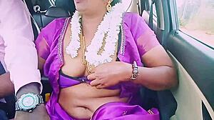 Indian Housewife in Saree Seduces Driver with Dirty Telugu Talks