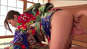 Ayumi Shinoda In Kimono Delivers Hardcore Blowjob To Big Cock