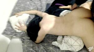 Double penetration wakes the stepdaughter with moans and orgasm