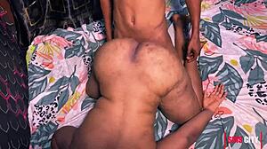 ebony queen with big ass bent over receives big black cock in doggystyle