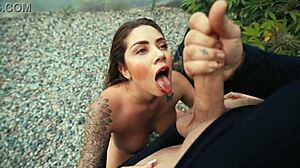 hot outdoor blowjob with lots of mouth and face - sara blonde