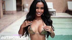 Asian Model Putri Cinta Flaunts Perfect Tan And Full Chest.