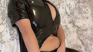 i enjoy the big natural breasts covered in latex kneading breasts
