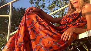 Hot Babe Squirts in Public While Outdoor Fingering Her Juicy Pussy Lips