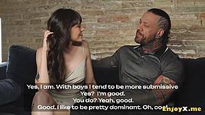 Inked Black-Haired Whore Rims and Swallows Jizz