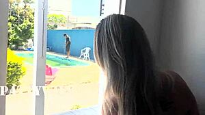 I Waited For My Husband To Leave To Give The Pool Cleaner A Full Fuck In Red And Sheer