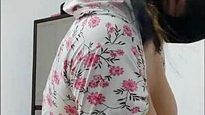 Milf dances seductively, showcasing her beautiful ass and big nipples