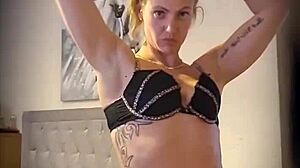 Little teaser performs striptease while teasing and undressing