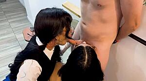 Milf teacher teaches fucking to 18-year-old boy and nerdy girl in classroom threesome. Kylei Ellish, Pierina Seymur, and Pipe Boy star.