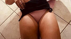 Girl filmed showering, revealing hairy pussy