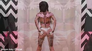 Anal queen gapes her ass with monster black dildo