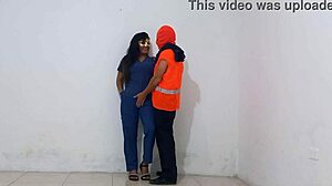 Nurse interacts with cleaning staff in hospital