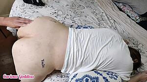 Curious goddess and step mom bonding