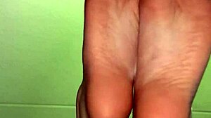 white girl showing her feet for cash