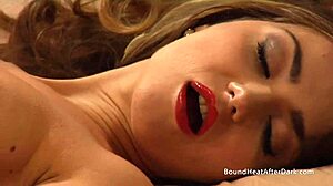 Naked lesbian mistress detailedly fingers herself, achieving intense orgasm on the bed