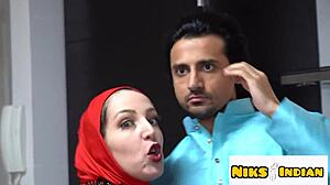 Hijabi muslim wife cheats with hindu boy for rough fucking