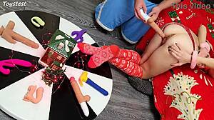 Two Thrusting Dildos Destroy Amateur Wife's Tight Pussy in Double Penetration