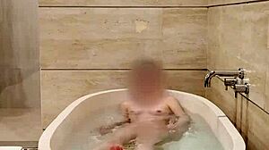 watch this japanese college student bathing in the bath
